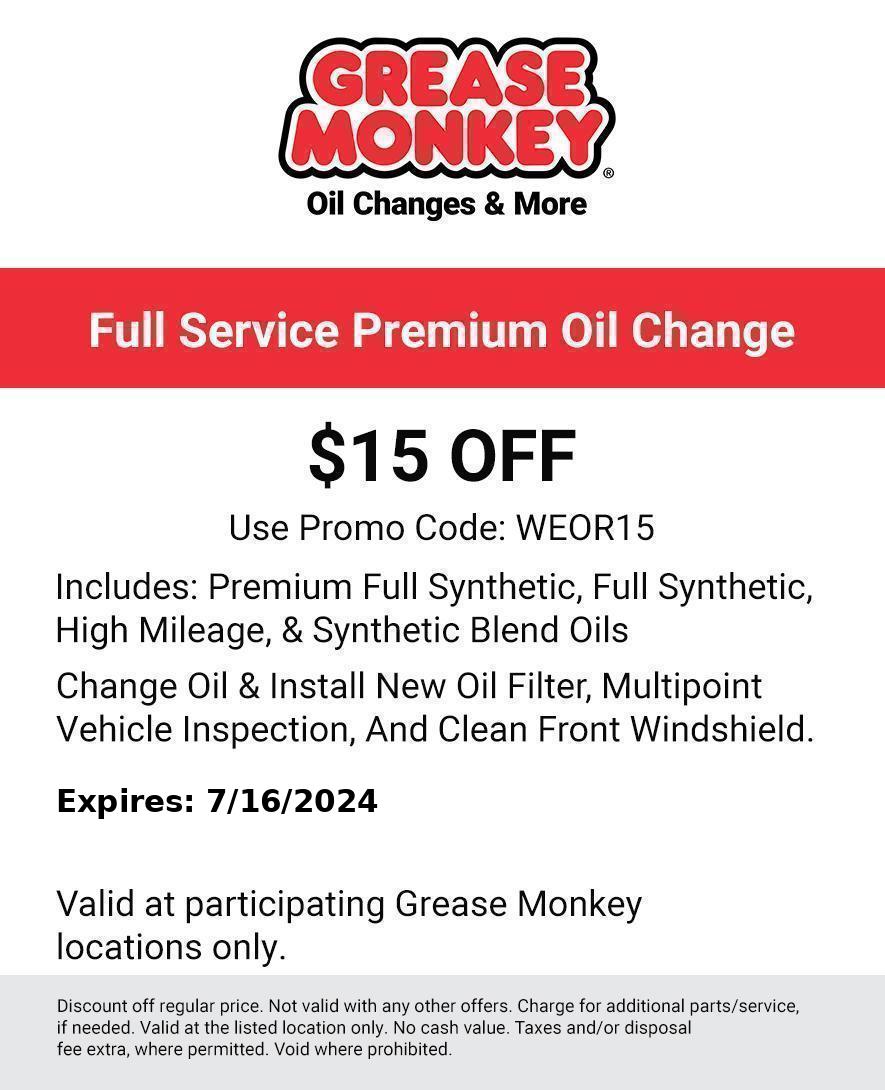 Oil Change Coupons & Auto Services | Grease Monkey